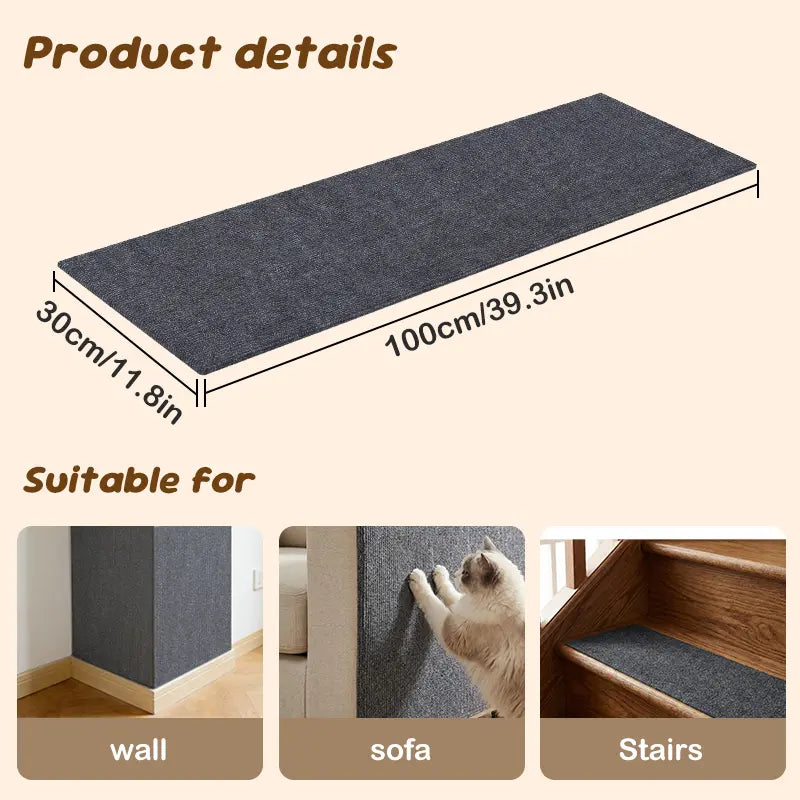 Cat Scratching Patches Cuttable Wall Mounted Scratcher Mats for Indoor Furniture Pet Supplies Wear-Resistant Scratch Resistant Protector(4Pcs)