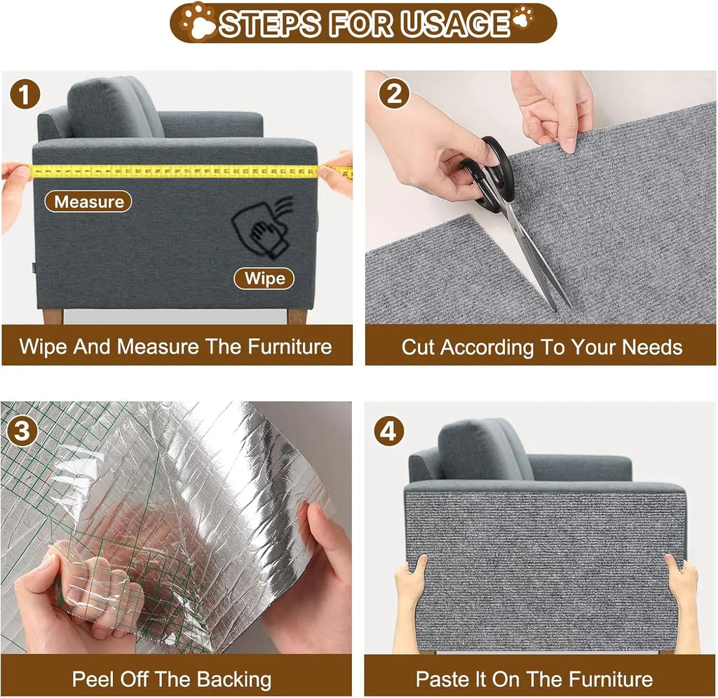 Cat Scratching Patches Cuttable Wall Mounted Scratcher Mats for Indoor Furniture Pet Supplies Wear-Resistant Scratch Resistant Protector(4Pcs)