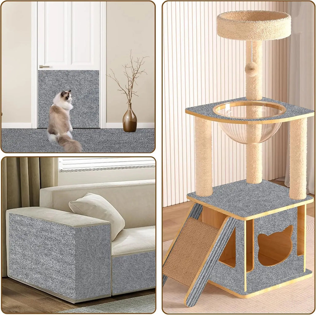 Cat Scratching Patches Cuttable Wall Mounted Scratcher Mats for Indoor Furniture Pet Supplies Wear-Resistant Scratch Resistant Protector(4Pcs)