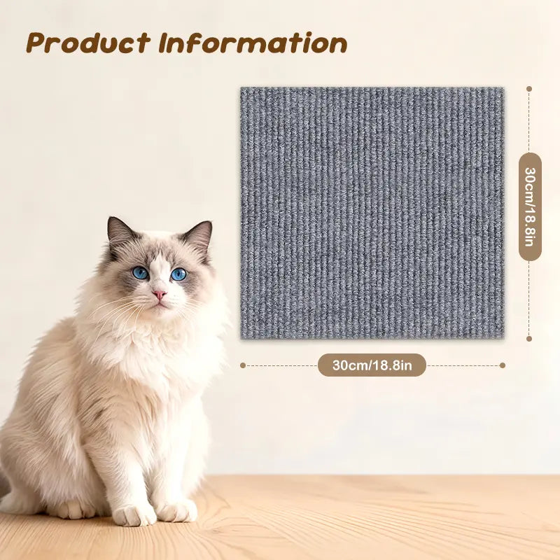 Cat Scratching Patches Cuttable Wall Mounted Scratcher Mats for Indoor Furniture Pet Supplies Wear-Resistant Scratch Resistant Protector(4Pcs)