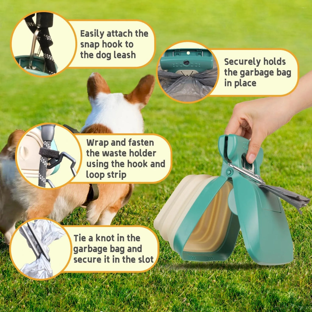 Durable Dog Poop Scooper with Bag Dispenser Foldable Outdoor Poop Scooper for Dog Waste Pickup